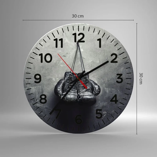 Wall clock - Clock on glass - A Time of Fight and a Time of Peace - 30x30 cm