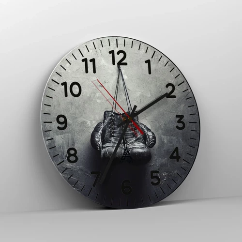 Wall clock - Clock on glass - A Time of Fight and a Time of Peace - 30x30 cm