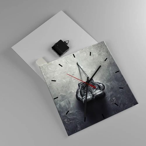 Wall clock - Clock on glass - A Time of Fight and a Time of Peace - 30x30 cm