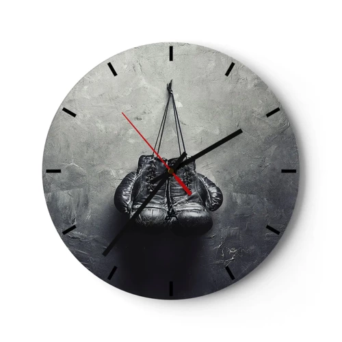 Wall clock - Clock on glass - A Time of Fight and a Time of Peace - 30x30 cm