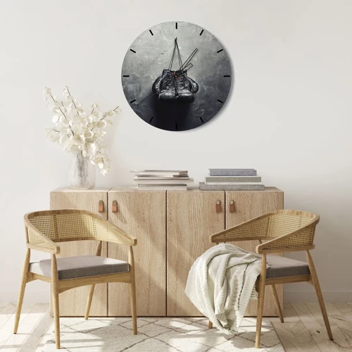 Wall clock - Clock on glass - A Time of Fight and a Time of Peace - 30x30 cm