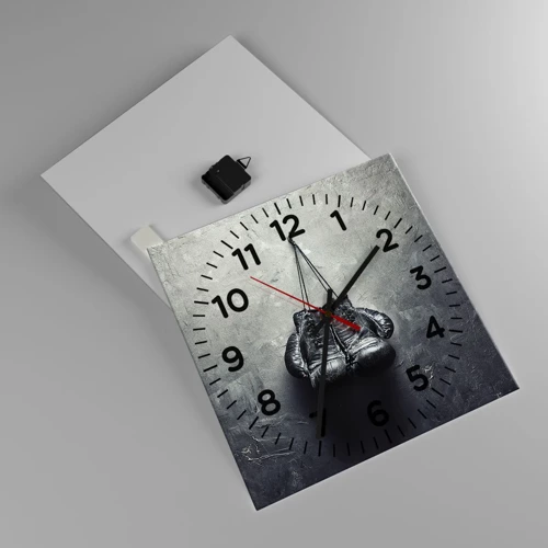 Wall clock - Clock on glass - A Time of Fight and a Time of Peace - 40x40 cm