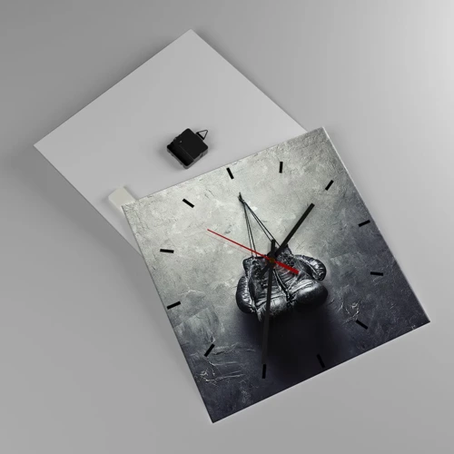 Wall clock - Clock on glass - A Time of Fight and a Time of Peace - 40x40 cm