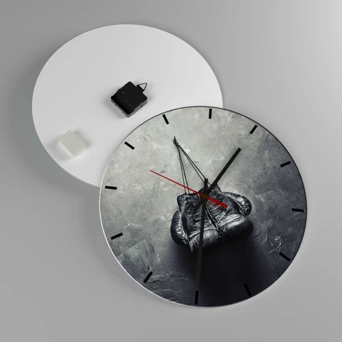 Wall clock - Clock on glass - A Time of Fight and a Time of Peace - 40x40 cm