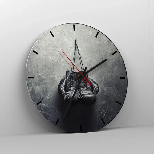 Wall clock - Clock on glass - A Time of Fight and a Time of Peace - 40x40 cm