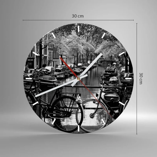 Wall clock - Clock on glass - A Very Dutch View - 30x30 cm