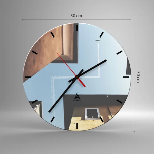 Wall clock - Clock on glass - Above City Maze - 30x30 cm