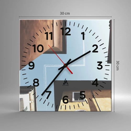 Wall clock - Clock on glass - Above City Maze - 30x30 cm