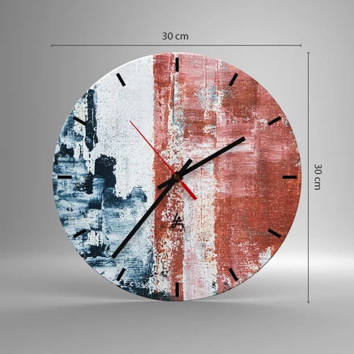 Wall clock - Clock on glass - Abstract Fifty Fifty - 30x30 cm