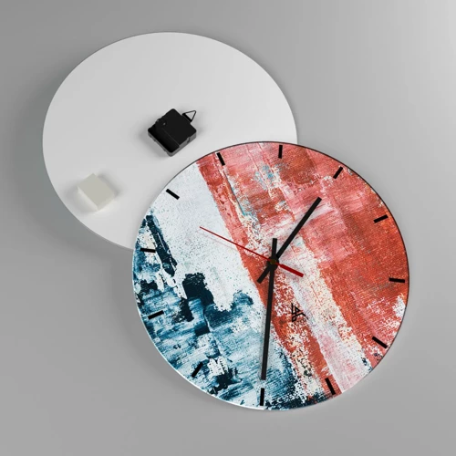 Wall clock - Clock on glass - Abstract Fifty Fifty - 40x40 cm