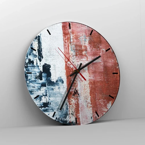 Wall clock - Clock on glass - Abstract Fifty Fifty - 40x40 cm