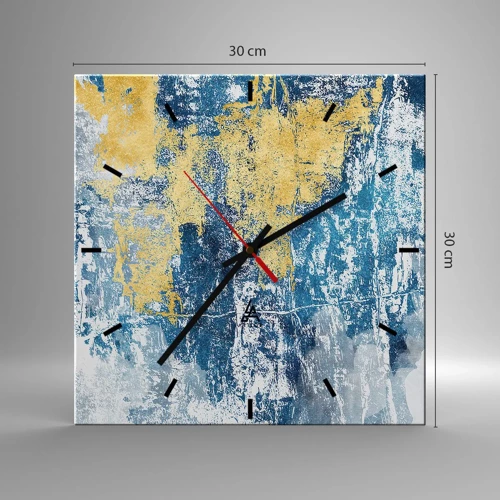 Wall clock - Clock on glass - Abstract Full of Optimism - 30x30 cm