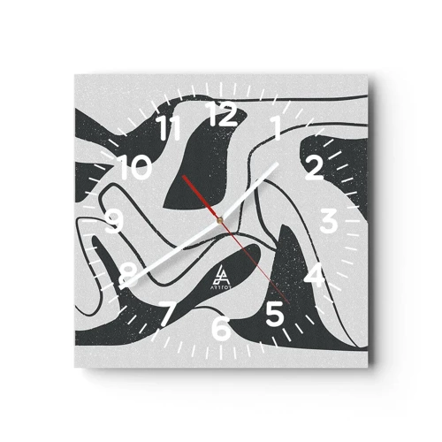 Wall clock - Clock on glass - Abstract Fun in a Maze - 30x30 cm