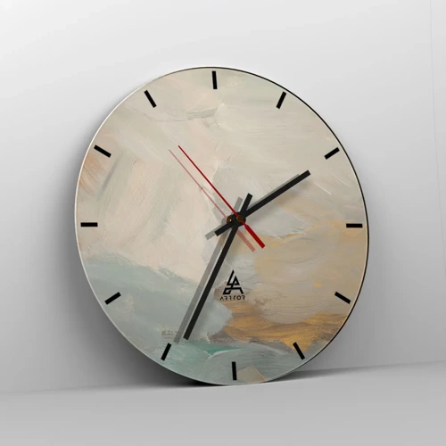 Wall clock - Clock on glass - Abstract: Land of Gentleness - 30x30 cm