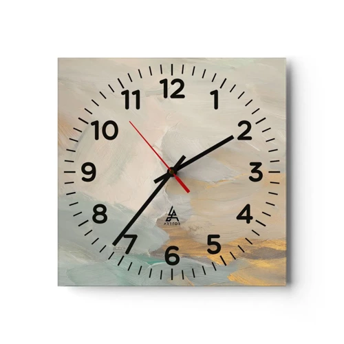 Wall clock - Clock on glass - Abstract: Land of Gentleness - 30x30 cm