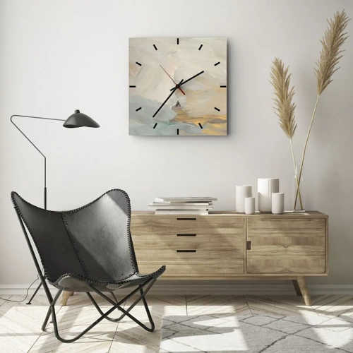 Wall clock - Clock on glass - Abstract: Land of Gentleness - 40x40 cm