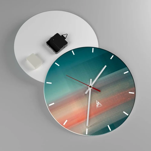 Wall clock - Clock on glass - Abstract: Light Waves - 30x30 cm