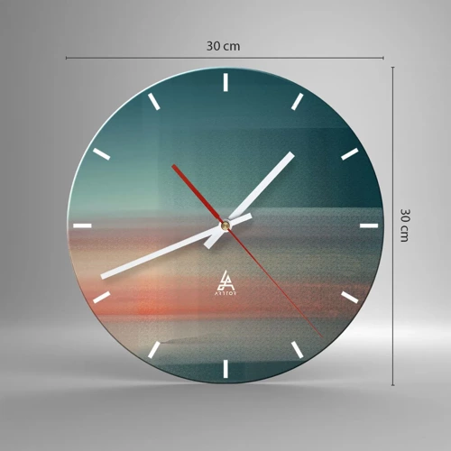 Wall clock - Clock on glass - Abstract: Light Waves - 30x30 cm