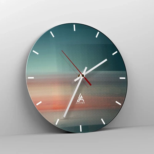 Wall clock - Clock on glass - Abstract: Light Waves - 30x30 cm