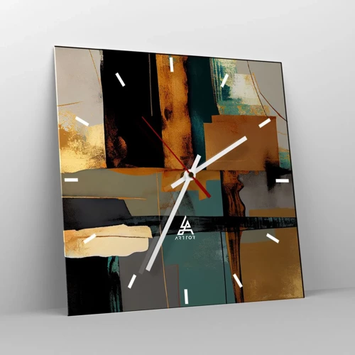 Wall clock - Clock on glass - Abstract - Light and Shadow - 30x30 cm