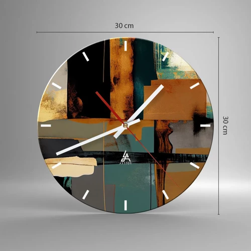 Wall clock - Clock on glass - Abstract - Light and Shadow - 30x30 cm