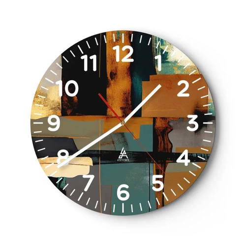 Wall clock - Clock on glass - Abstract - Light and Shadow - 40x40 cm