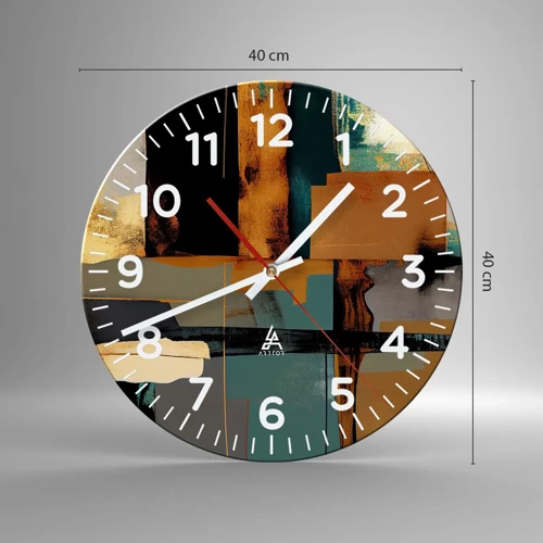 Wall clock - Clock on glass - Abstract - Light and Shadow - 40x40 cm