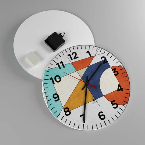 Wall clock - Clock on glass - Abstract: Modernist Fun - 30x30 cm