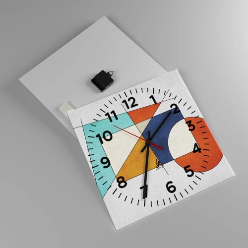 Wall clock - Clock on glass - Abstract: Modernist Fun - 40x40 cm