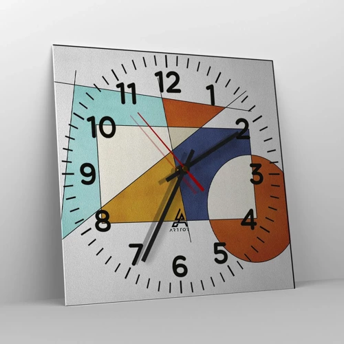 Wall clock - Clock on glass - Abstract: Modernist Fun - 40x40 cm