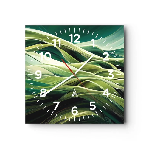 Wall clock - Clock on glass - Abstract Playing Green - 30x30 cm