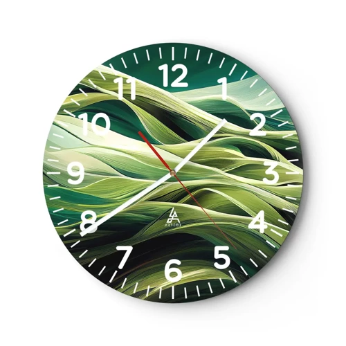 Wall clock - Clock on glass - Abstract Playing Green - 30x30 cm