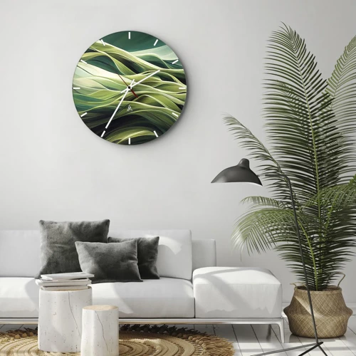 Wall clock - Clock on glass - Abstract Playing Green - 40x40 cm