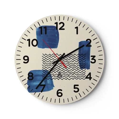 Wall clock - Clock on glass - Abstract Quartet - 40x40 cm