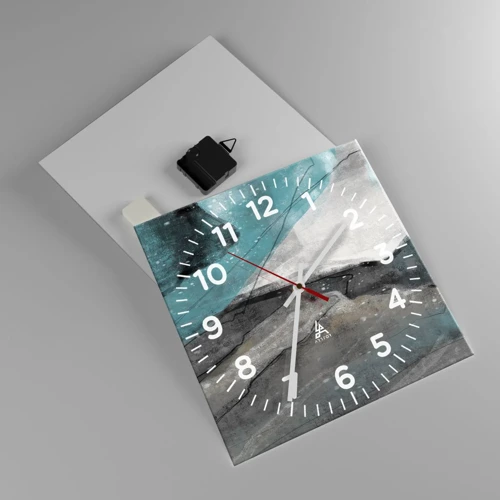 Wall clock - Clock on glass - Abstract: Rocks and Ice - 30x30 cm