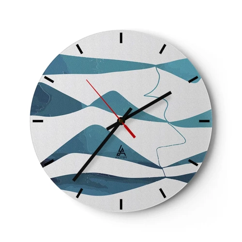 Wall clock - Clock on glass - Abstract: Turquoise Relation - 40x40 cm