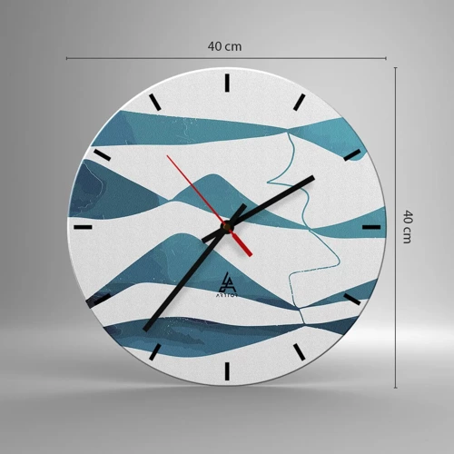 Wall clock - Clock on glass - Abstract: Turquoise Relation - 40x40 cm