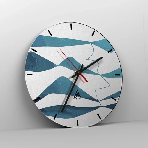 Wall clock - Clock on glass - Abstract: Turquoise Relation - 40x40 cm