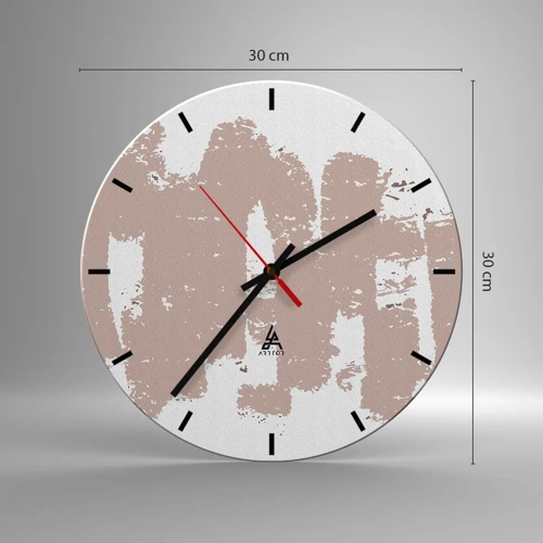 Wall clock - Clock on glass - Abstract in Delicate Pink - 30x30 cm