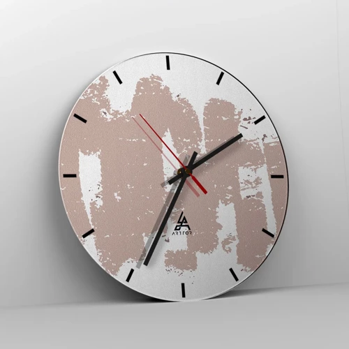 Wall clock - Clock on glass - Abstract in Delicate Pink - 30x30 cm