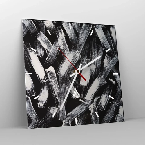 Wall clock - Clock on glass - Abstract in Industrial Spirit - 30x30 cm