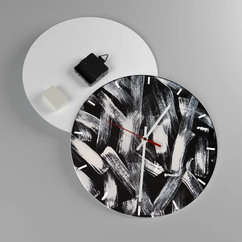 Wall clock - Clock on glass - Abstract in Industrial Spirit - 30x30 cm