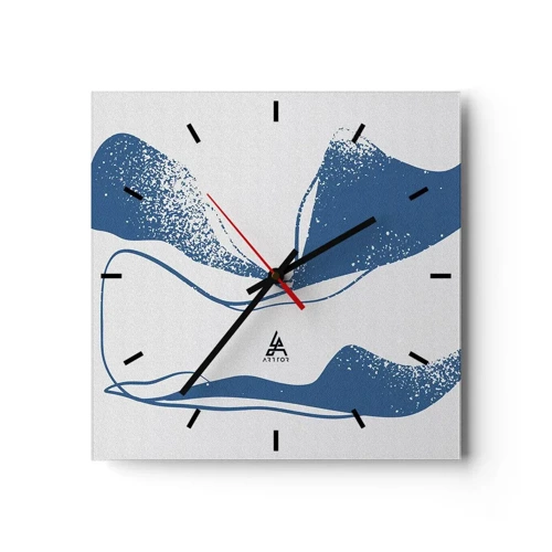 Wall clock - Clock on glass - Abstract with Wings - 30x30 cm