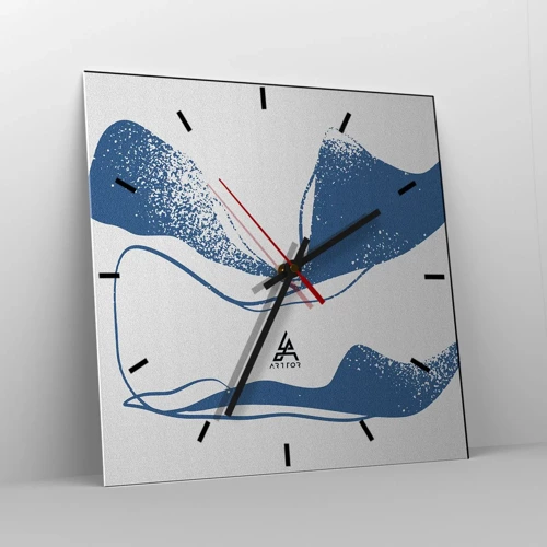 Wall clock - Clock on glass - Abstract with Wings - 30x30 cm