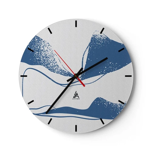 Wall clock - Clock on glass - Abstract with Wings - 30x30 cm