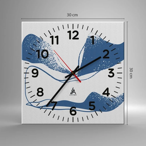 Wall clock - Clock on glass - Abstract with Wings - 30x30 cm