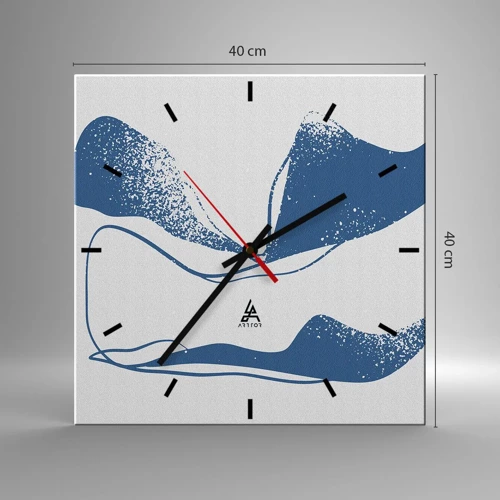 Wall clock - Clock on glass - Abstract with Wings - 40x40 cm