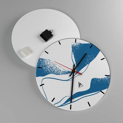 Wall clock - Clock on glass - Abstract with Wings - 40x40 cm