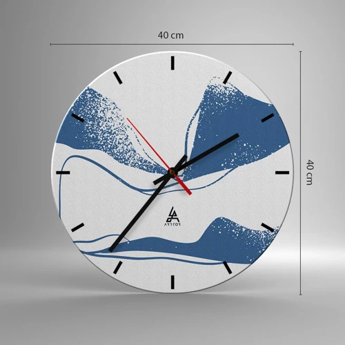 Wall clock - Clock on glass - Abstract with Wings - 40x40 cm