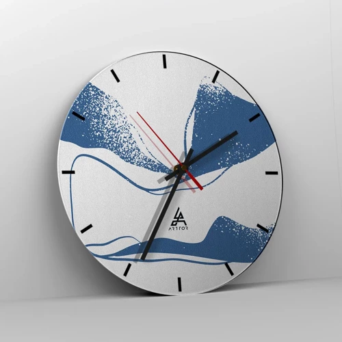 Wall clock - Clock on glass - Abstract with Wings - 40x40 cm